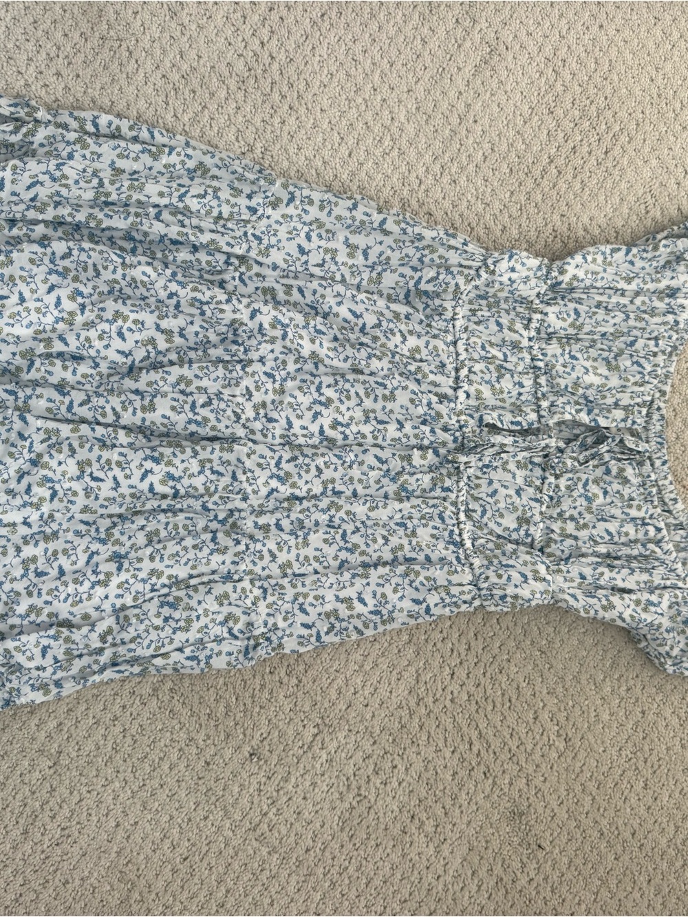 Aeropostale White Dress with Blue and Sage Floral Print